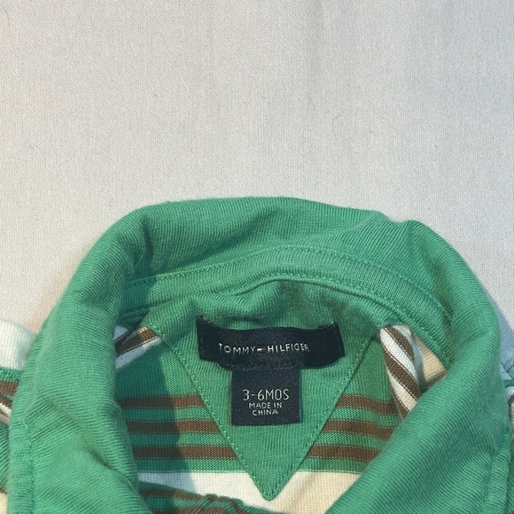 Tommy Hilfiger Green Striped Baby Romper - Picture 2 of 3